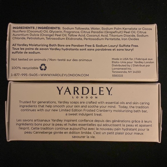 YARDLEY LONDON FROSTED CRANBERRY LIMITED EDITION with Orange and Grapefruit oils - Picture 3 of 4